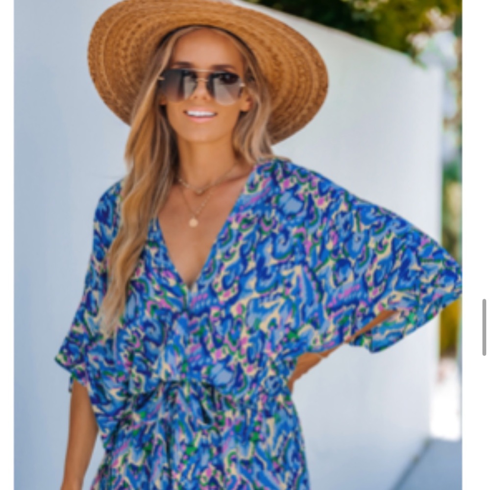 Blue and Purple Patterned Romper NWT